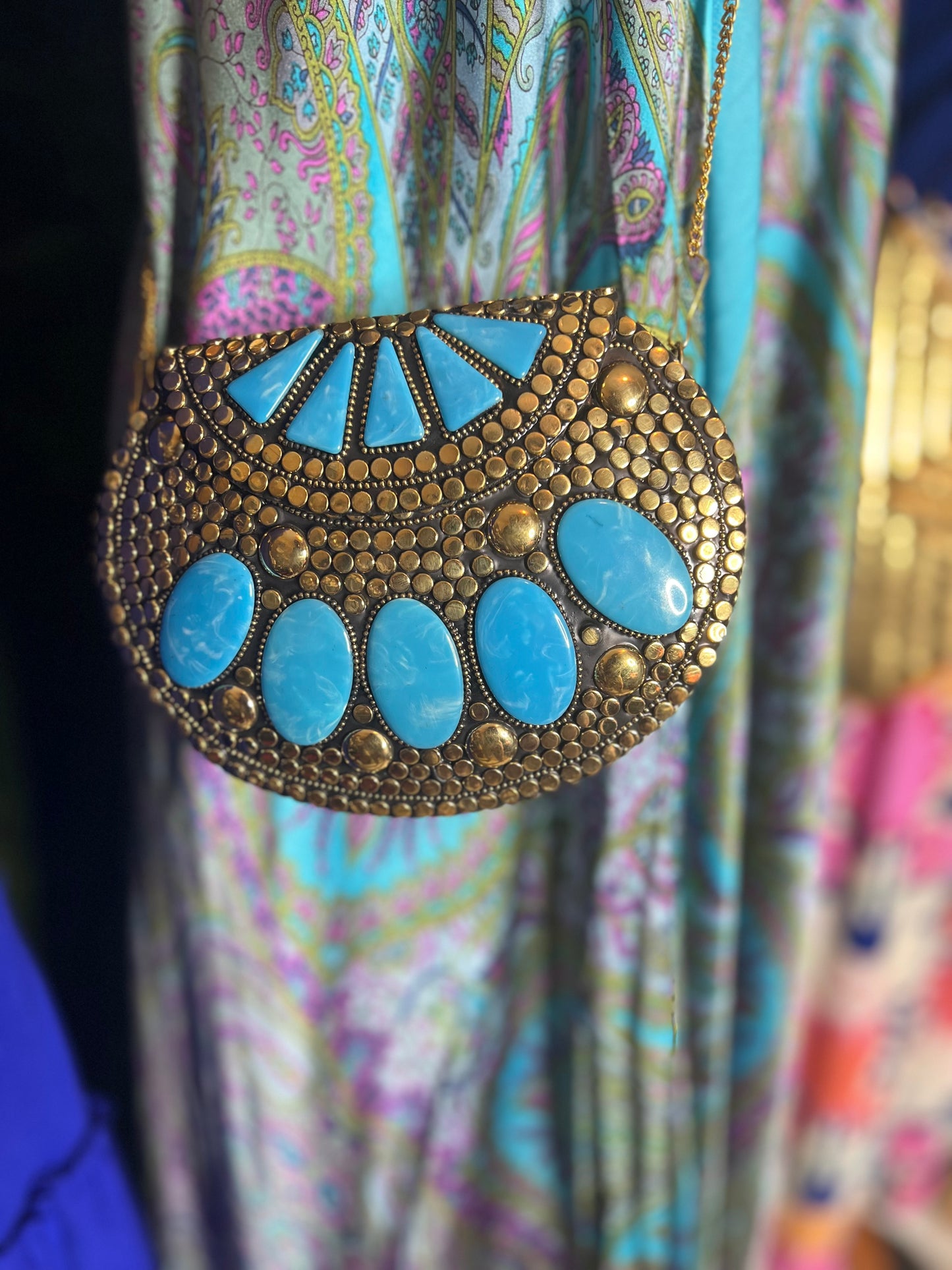 Gold/Turquoise Mosaic Purse