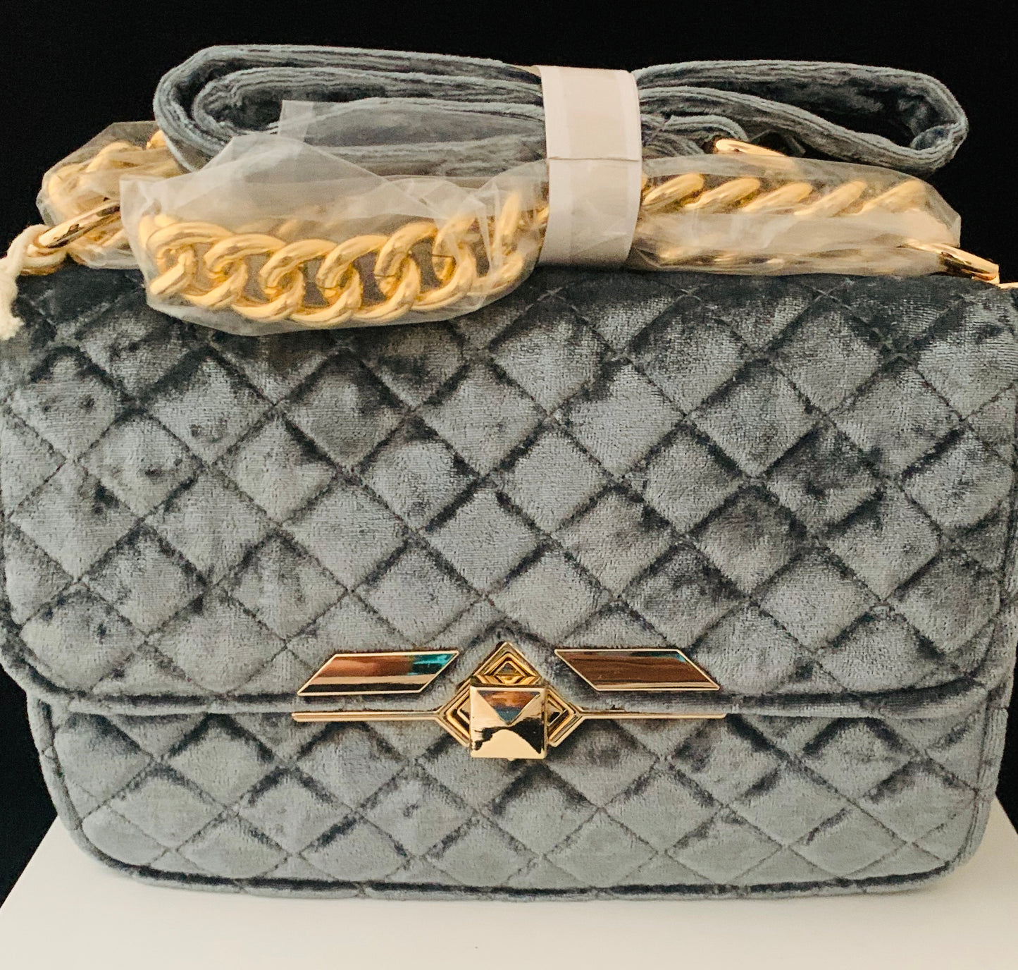 Velvet Quilted Crossbody